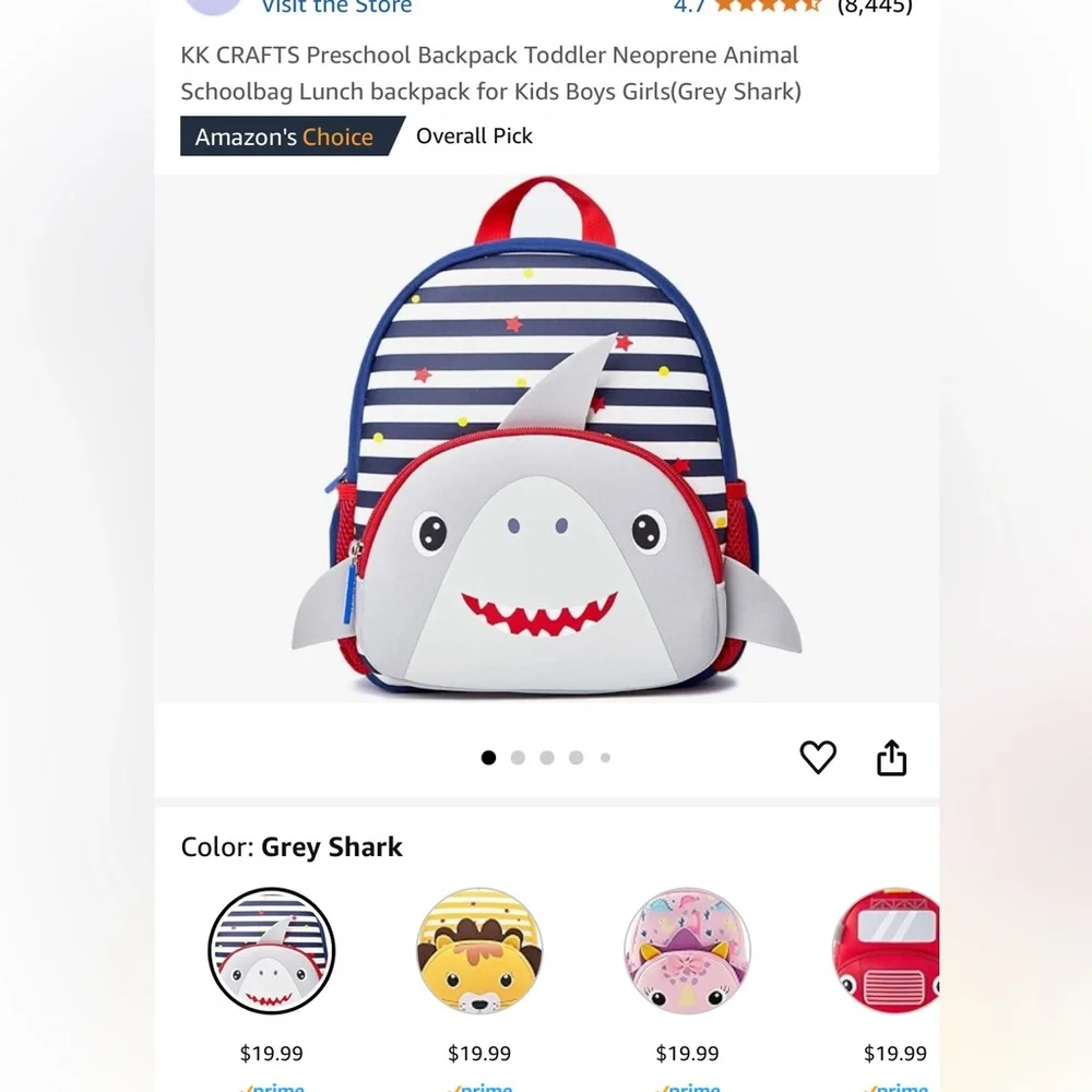 Shark kids backpack - Picture 4 of 5